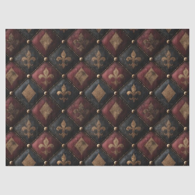 Medieval Tufted Fleur-de-Lis Harlequin Pattern (1) Tissue Paper (Front)