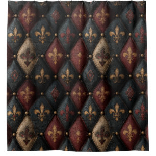 Medieval Tufted Fleur-de-Lis Harlequin Pattern (2)