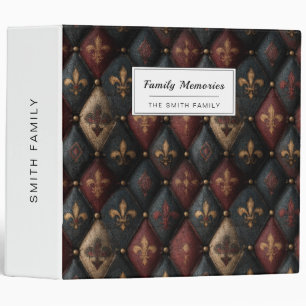 Medieval Tufted Fleur-de-Lis Harlequin Pattern (2) Binder