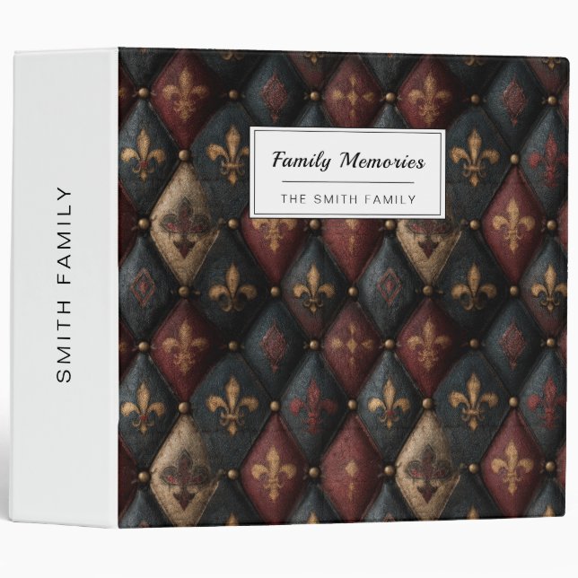 Medieval Tufted Fleur-de-Lis Harlequin Pattern (2) Binder (Front/Spine)