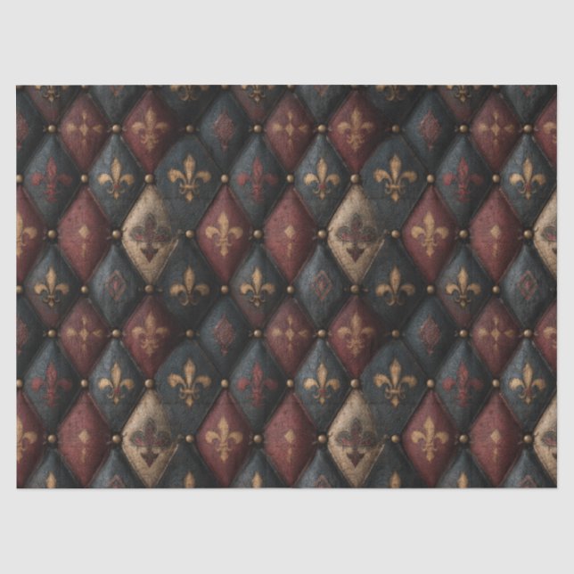 Medieval Tufted Fleur-de-Lis Harlequin Pattern (2) Tissue Paper (Front)