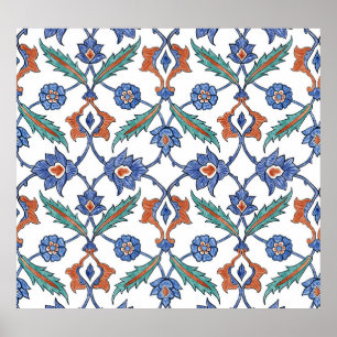 Medieval Turkish Tiles: Floral Ornament. Poster