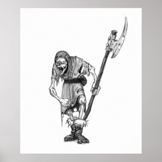 Medieval Undead Fantasy Monster Drawing Poster (Front)