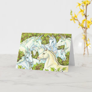 MEDIEVAL UNICORN HERD, HORSES, STALLION Fantasy Card