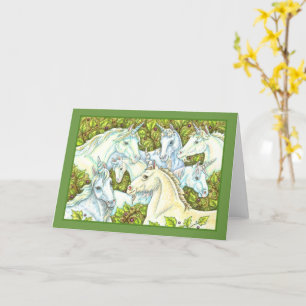 MEDIEVAL UNICORN HERD, HORSES, STALLION Fantasy Card