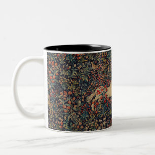 Medieval Unicorn Midnight Floral Garden Two-Tone Coffee Mug
