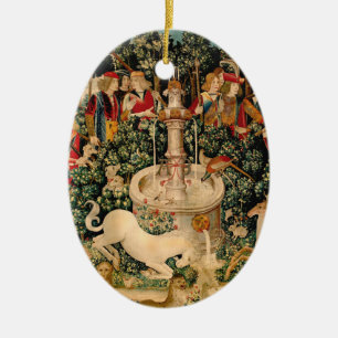 Medieval Unicorn Tapestries Print: Met Cloisters Ceramic Ornament