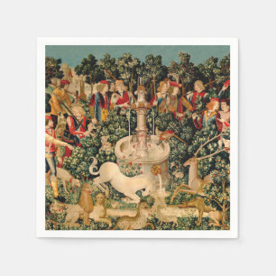 Medieval Unicorn Tapestries Print: Met Cloisters Napkin