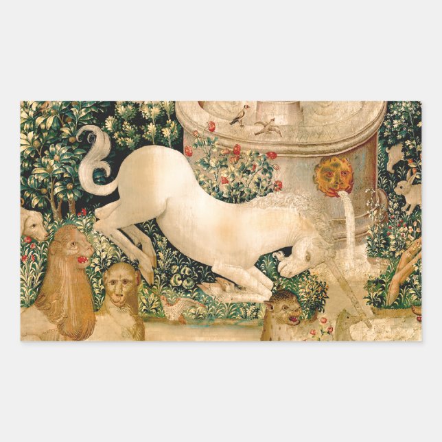 Medieval Unicorn Tapestries Print: Met Cloisters Sticker (Front)
