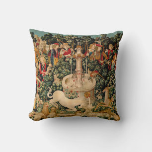 Medieval Unicorn Tapestries Print: Met Cloisters Throw Pillow