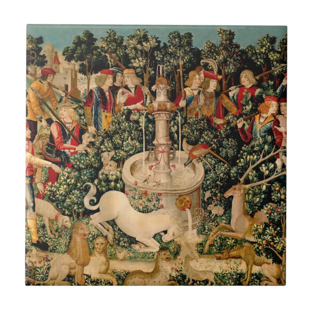 Medieval Unicorn Tapestries Print: Met Cloisters Tile (Front)