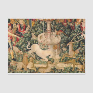 Medieval Unicorn Tapestries Print: Met Cloisters Tissue Paper