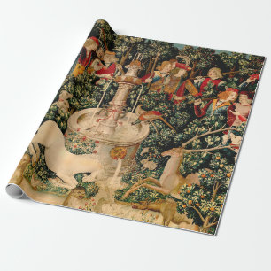 Medieval Unicorn Tapestries Print: Met Cloisters Wrapping Paper