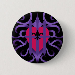 Medieval Valentine pink captured heart 2 Inch Round Button