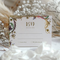 Medieval Victorian Wedding RSVP Vintage Florals