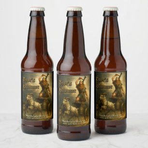 Medieval Viking God Thor Template Beer Bottle Label