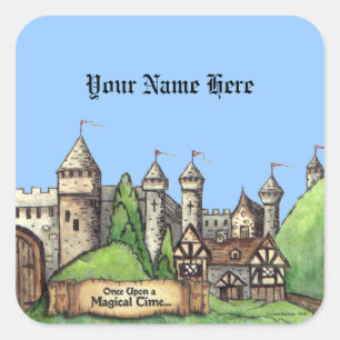 Medieval Village Design Square Sticker
