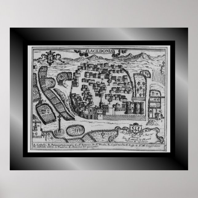 Medieval Village Map ~ Lacedonia ~ Italy~    Poster (Front)