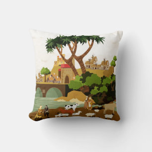 Medieval Village Throw Pillow