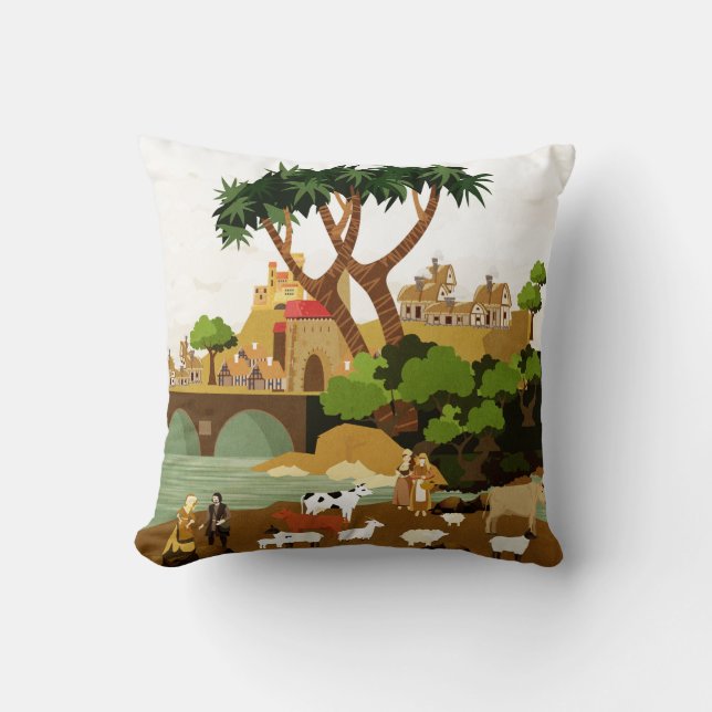Medieval Village  Throw Pillow (Front)