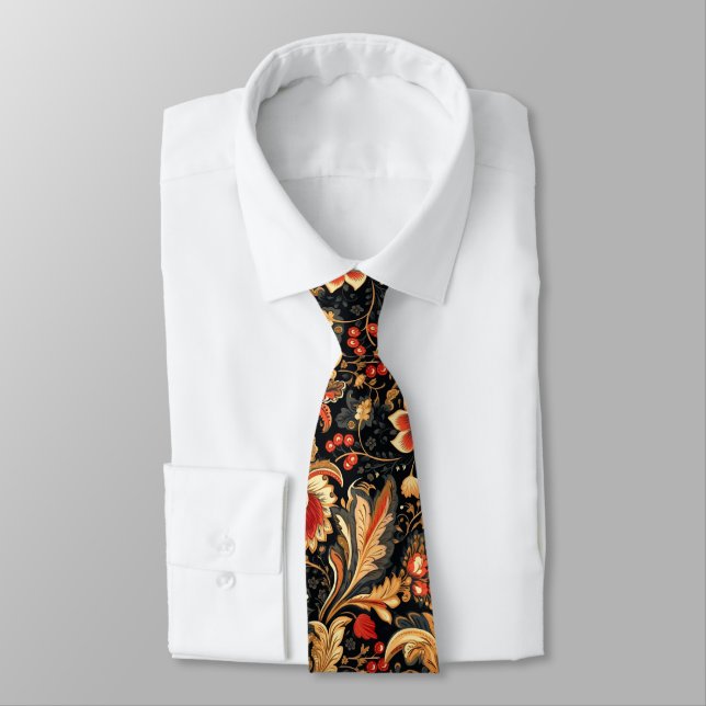 Medieval Vintage Floral  Art Tie (Tied)