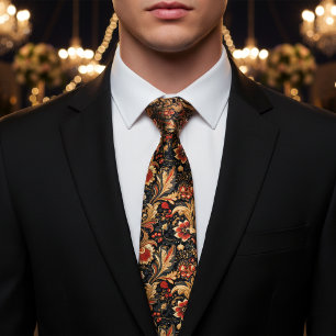 Medieval Vintage Floral  Art Tie