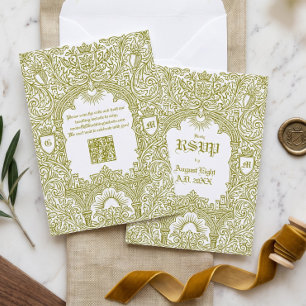 Medieval Vintage Royal Castle Monogram Wedding RSVP Card