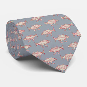 Medieval Walking Fish on Blue Neck Tie