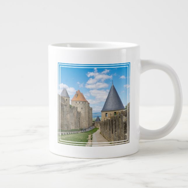 Medieval Walls of Carcassonne Large Coffee Mug (Right)