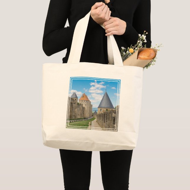 Medieval Walls of Carcassonne Large Tote Bag (Front (Product))