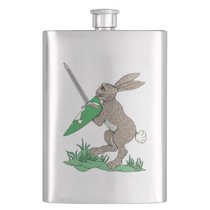 Medieval Warrior Rabbit Hip Flask