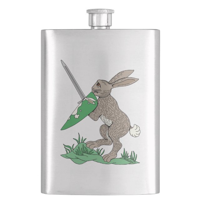 Medieval Warrior Rabbit Hip Flask (Front)