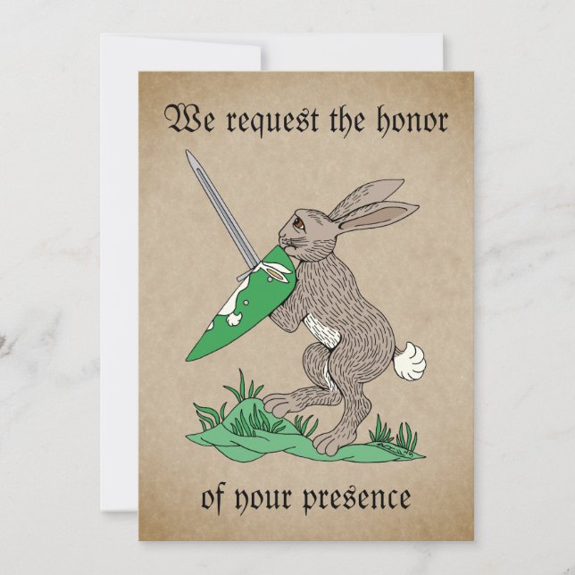 Medieval Warrior Rabbit Invitation (Front)