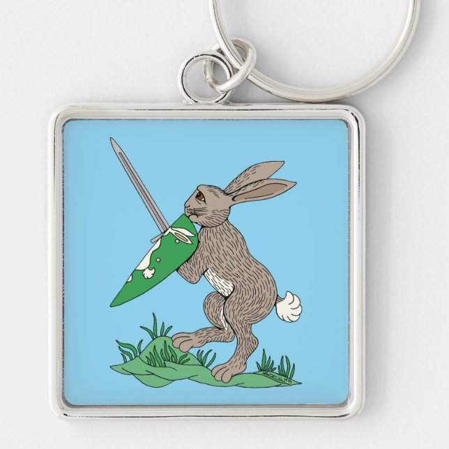 Medieval Warrior Rabbit Keychain (Front)