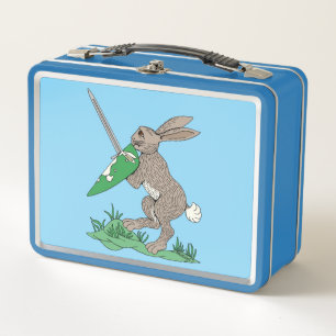 Medieval Warrior Rabbit Metal Lunch Box