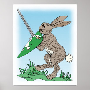 Medieval Warrior Rabbit Poster