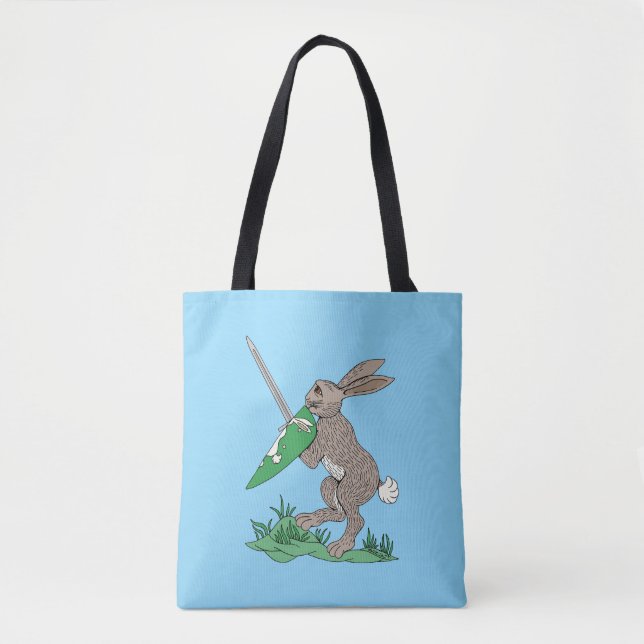 Medieval Warrior Rabbit Tote Bag (Front)