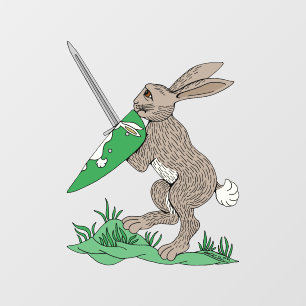 Medieval Warrior Rabbit Window Cling