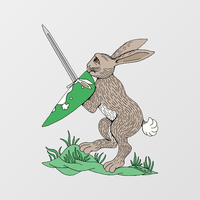 Medieval Warrior Rabbit Window Cling (Sheet)