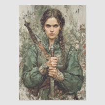 Medieval Warrior Woman Fantasy Decoupage Paper
