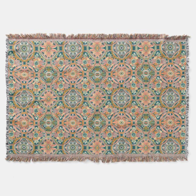 Medieval Watercolor Ring Throw Blanket (Front)