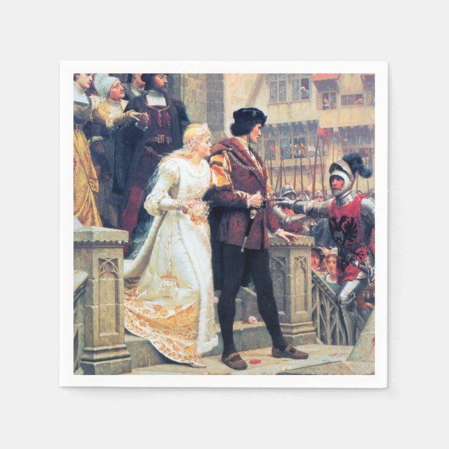 Medieval Wedding Bride Groom Knight painting Napkin (Front)