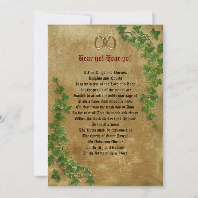 Medieval wedding Invitation decree template (Front)