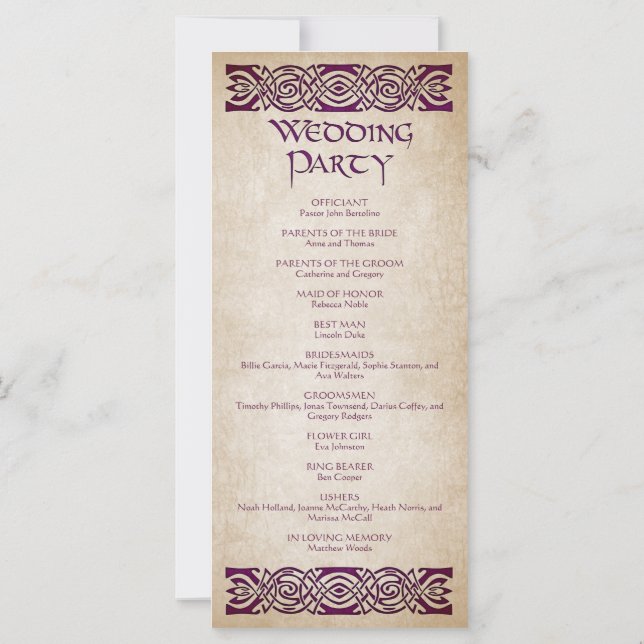 Medieval Wedding Program (Back)