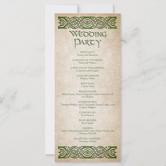 Medieval Wedding Program (Back)