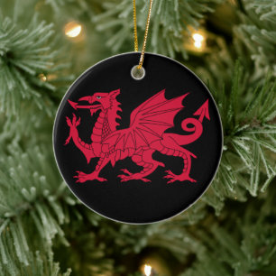 Medieval Welsh Dragon Ceramic Ornament