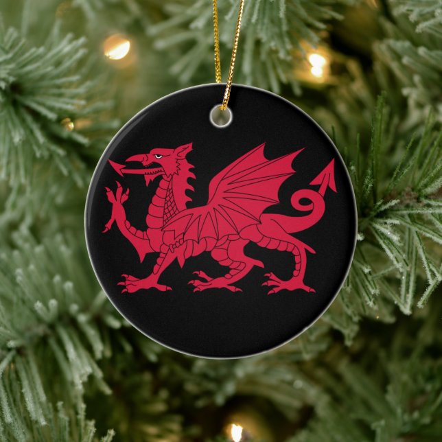 Medieval Welsh Dragon Personalized Ceramic Ornament (Tree)