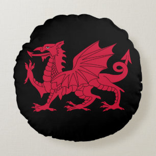 Medieval Welsh Dragon Round Pillow