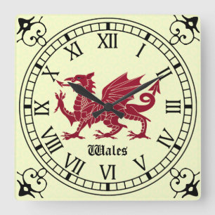 Medieval Welsh Dragon Wall Clock - Roman Numerals
