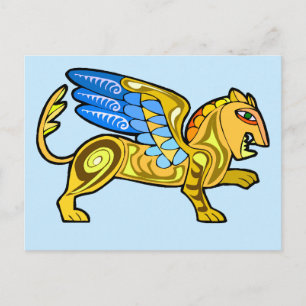 Medieval Winged Lion Gryphon Postcard